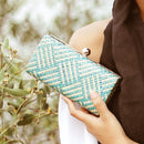 baby blue handwoven straw clutch - For you and all