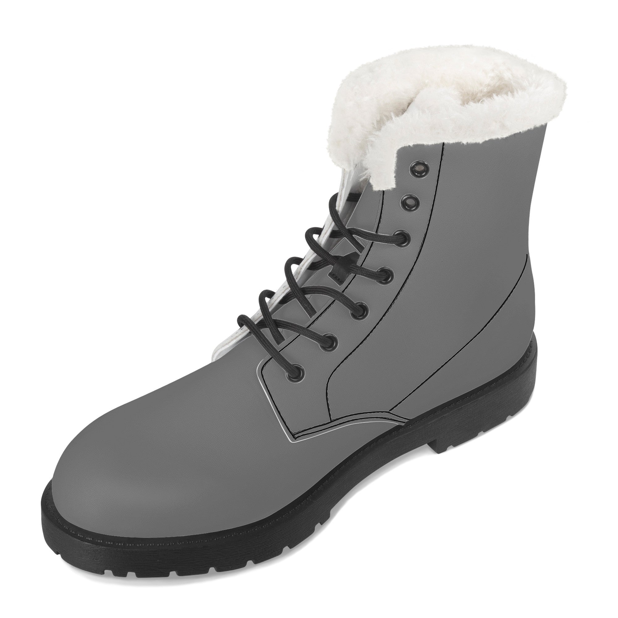 Grey Fur Leather Boot