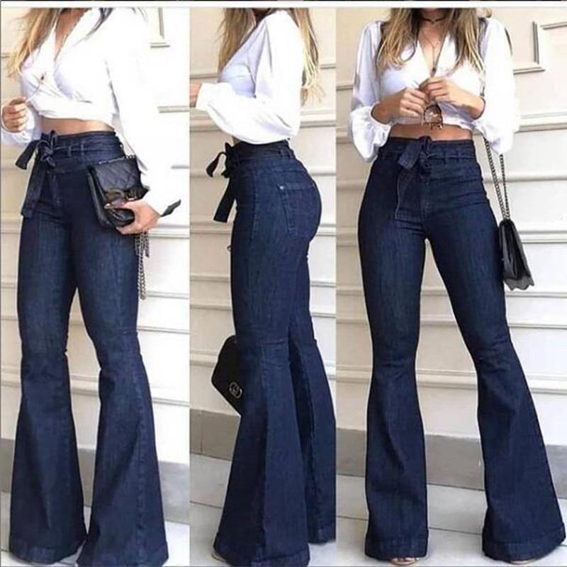 Tie Waist Flare  bell bottom jeans Autumn Wide Legs - For you and all