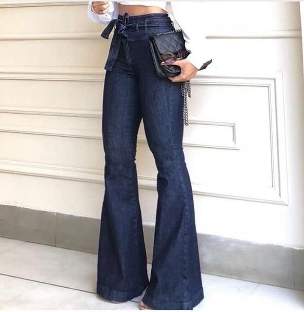 Tie Waist Flare  bell bottom jeans Autumn Wide Legs - For you and all