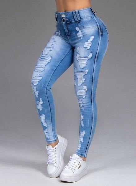 Zerrissene Jeans mit hohem Bund – für Sie und alle