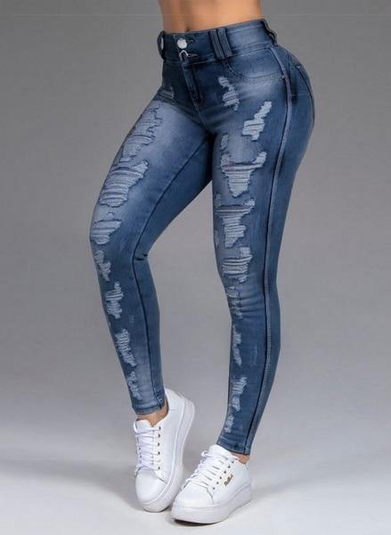 Zerrissene Jeans mit hohem Bund – für Sie und alle