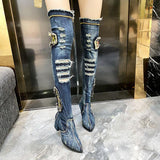 Ripped jean Knee high boots - For you and all