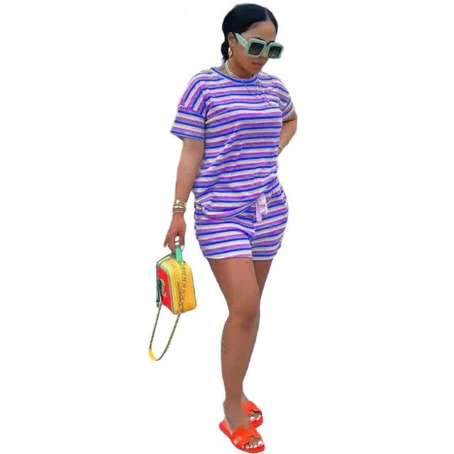 Plus size two piece stripe Shorts - For you and all