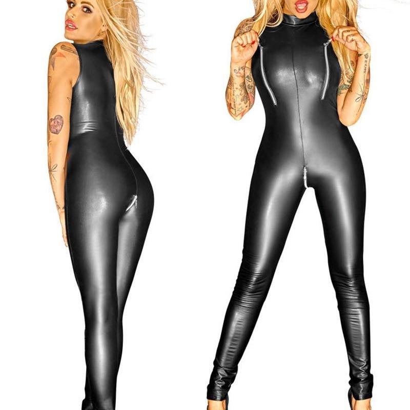 zipper Faux Leather Jumpsuit PVC Latex Catsuit - For you and all