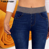 Samt warme Jeans hohe Taille eng dehnbar Übergröße - Für Sie und alle