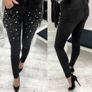 blue Jeans  Skinny Pearl Beaded black  high waist Zipper - For you and all