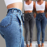High Waist Jeans  Stretch  Bodycon Tassel Belt Push Up - For you and all