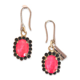 Magenta Pink and Black Statement Earrings and Rhinestones.