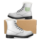 White  Fur Leather Boot