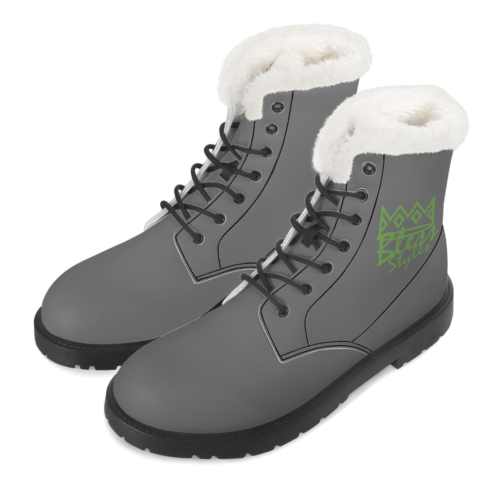 Grey Fur Leather Boot
